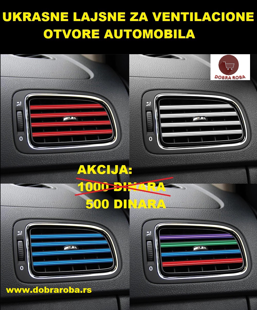 Ukrasne lajsne za ventilacione otvore automobila -CRVENE - DOBRA ROBA 02