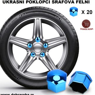 UKRASNI POKLOPCI ŠRAFOVA FELNI PLAVI 21MM - DOBRA ROBA 03