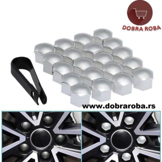 UKRASNI POKLOPCI ŠRAFOVA FELNI SREBRNI 21MM- DOBRA ROBA 01