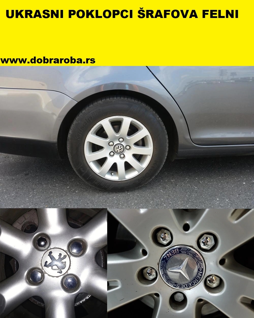 UKRASNI POKLOPCI ŠRAFOVA FELNI SREBRNI 21MM - DOBRA ROBA 02