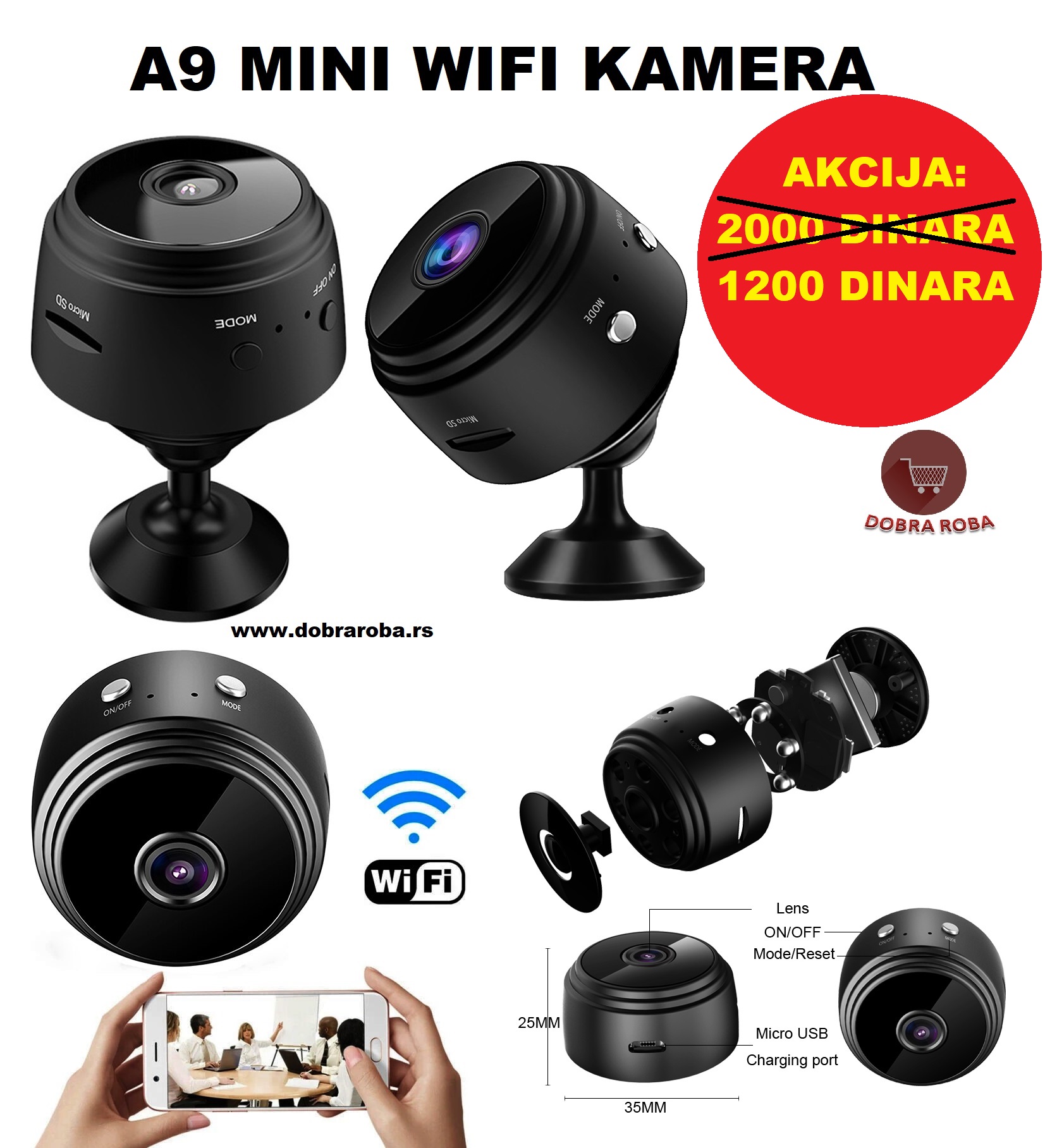 A9 MINI WIFI NADZORNA KAMERA Dobra roba