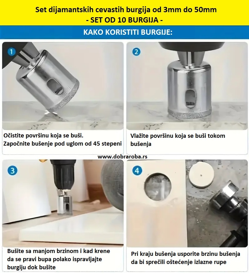 Set dijamantskih cevastih burgija od 3mm do 50mm - DOBRA ROBA 002