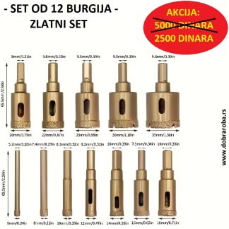 DIJAMANTSKE CEVASTE BURGIJE - ZLATNI SET - DOBRA ROBA 002
